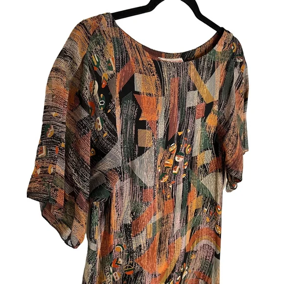Stephen Burrows Vintage Multicolor Chiffon Shift Dress Short Sleeve Rare 70s, 8 - Picture 6 of 17